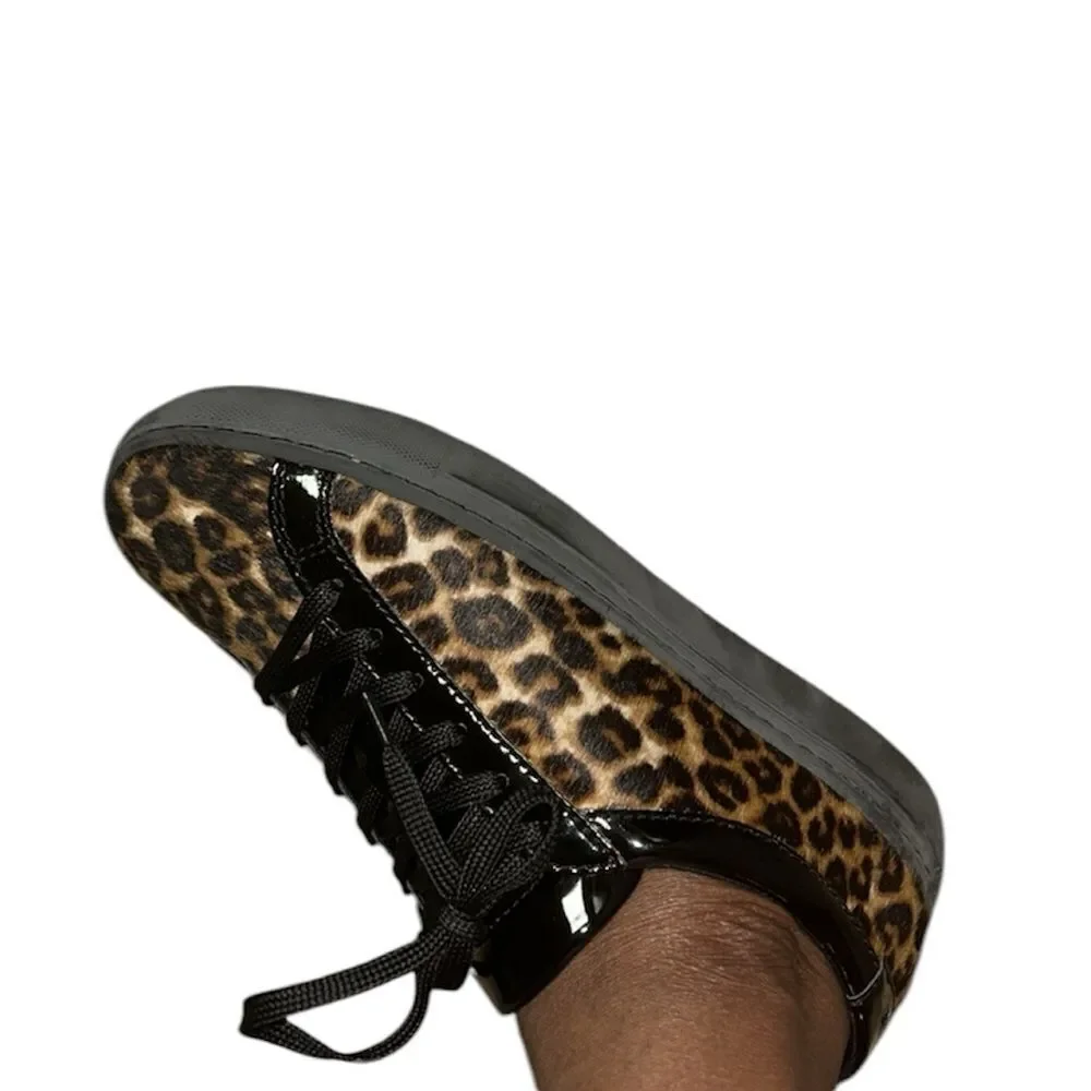 The Kooples Leopard Print Lace up Leather/Calf hair Shoes(Size 39/8)